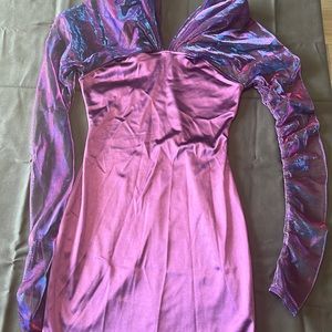 Holographic, purple, mini dress, size 6 shein
